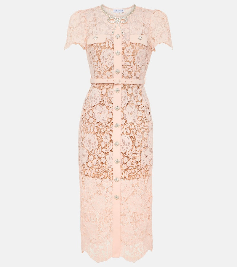 Self-Portrait Crystal-embellished lace midi dress