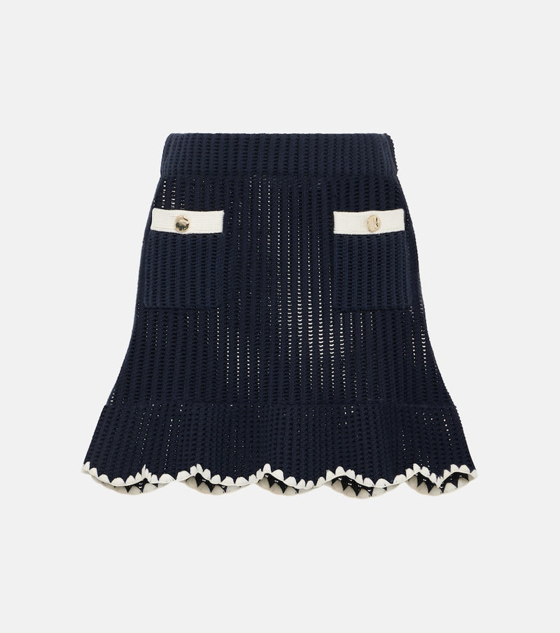 Self-Portrait Scalloped crochet miniskirt