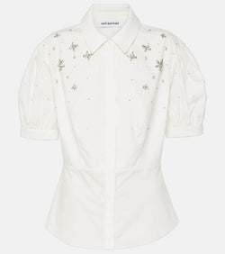 Self-Portrait Embellished cotton shirt