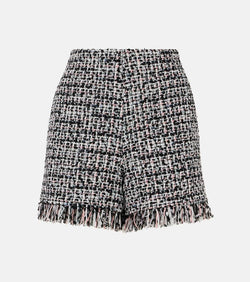 Self-Portrait Fringed high-rise bouclé shorts