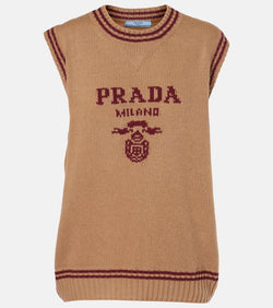 Prada Logo wool and cashmere sweater vest