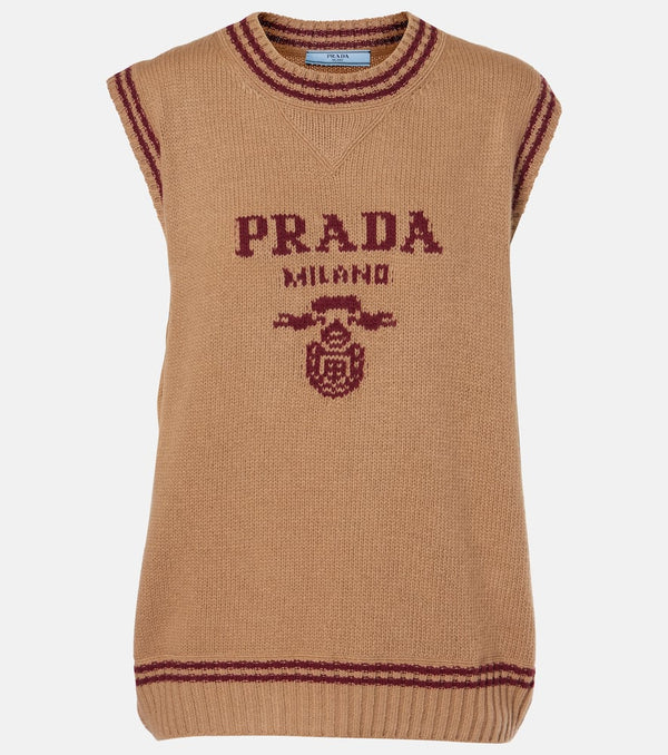 Prada Logo wool and cashmere sweater vest