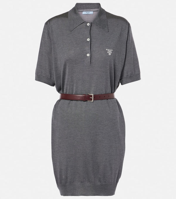 Prada Belted silk polo dress