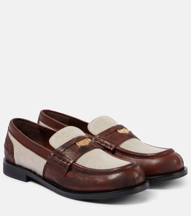 Miu Miu Logo leather-trimmed loafers