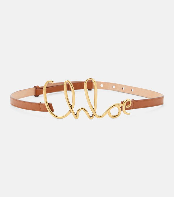 Chloé Script Small logo leather belt