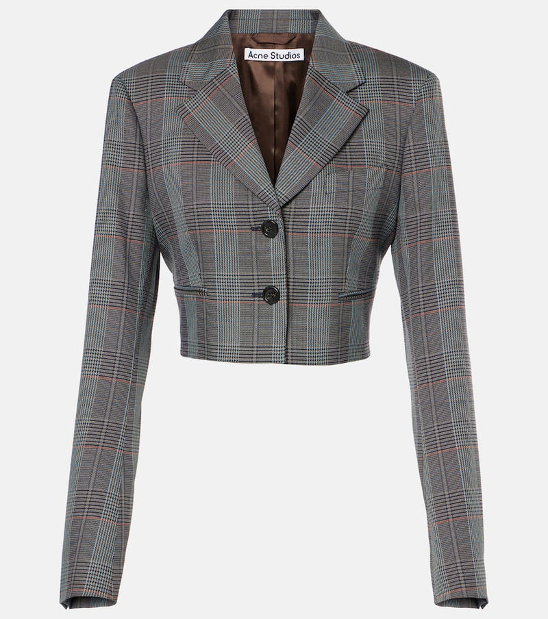 Acne Studios Jaza checked cropped wool-blend blazer