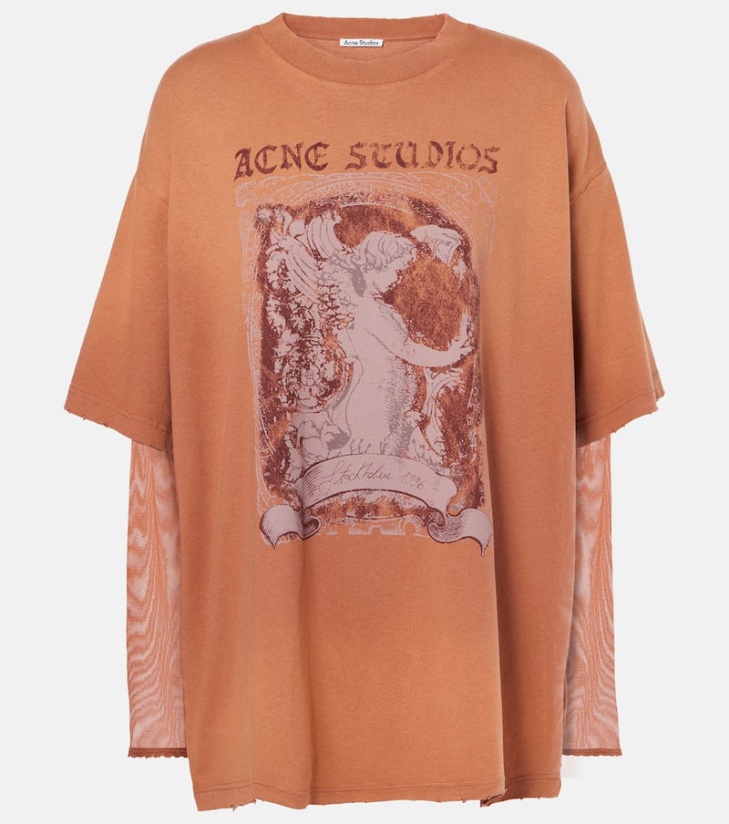 Acne Studios Edra printed mesh-trimmed cotton T-shirt