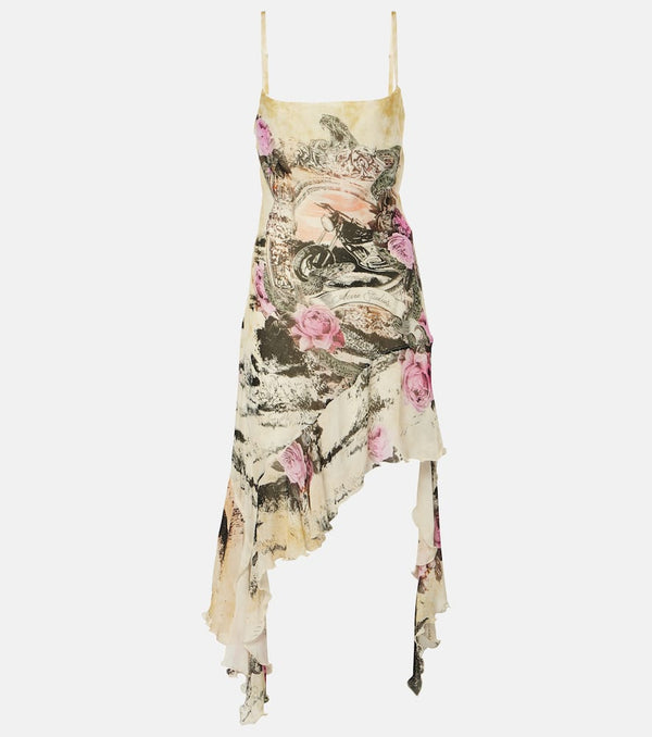 Acne Studios Asymmetric printed crêpe minidress