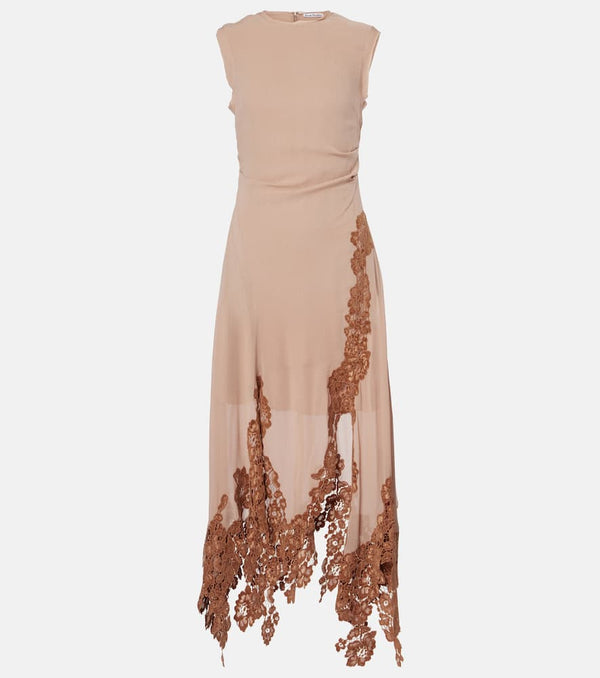 Acne Studios Lace-trimmed crêpe midi dress