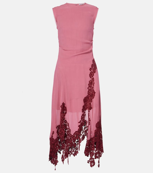 Acne Studios Lace-trimmed crêpe midi dress