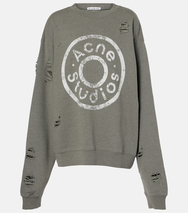 Acne Studios Logo distressed cotton-blend sweatshirt