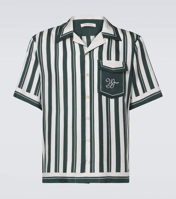 Wales Bonner June striped silk bowling shirt