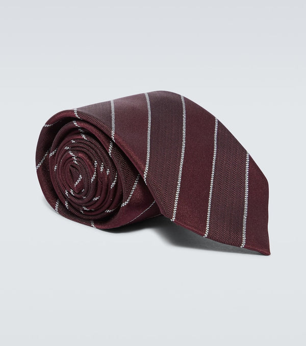 Brunello Cucinelli Striped herringbone silk tie