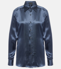 Tom Ford Plissé silk charmeuse shirt