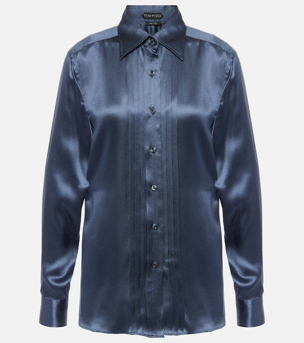 Tom Ford Plissé silk charmeuse shirt