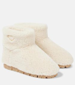 Prada Logo shearling ankle boots