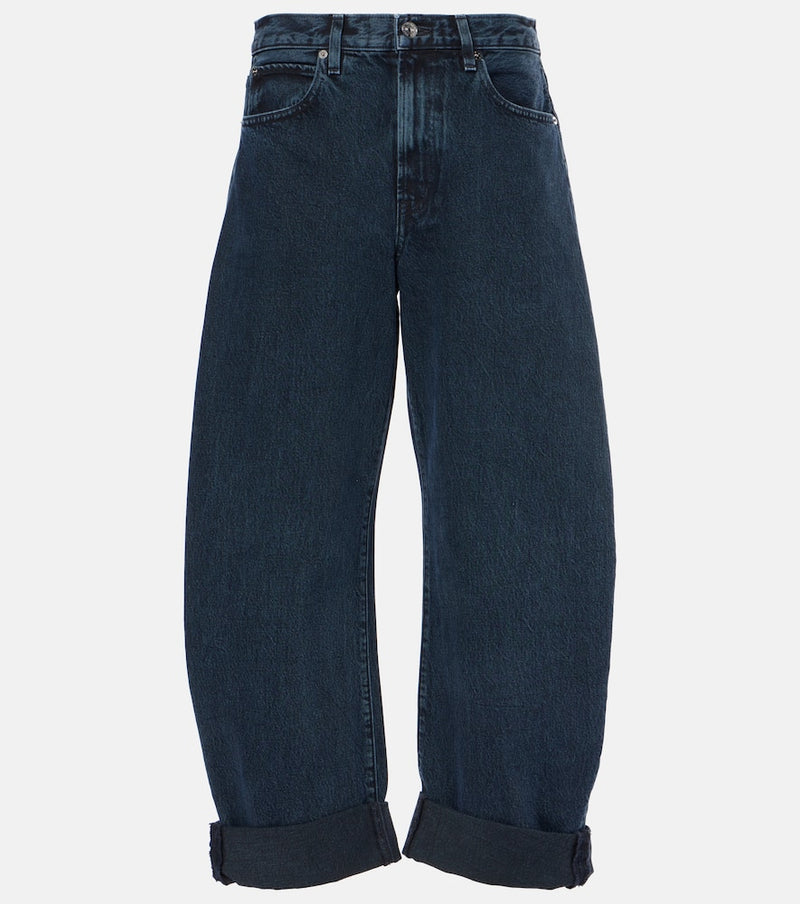 Frame Bubble high-rise barrel-leg jeans