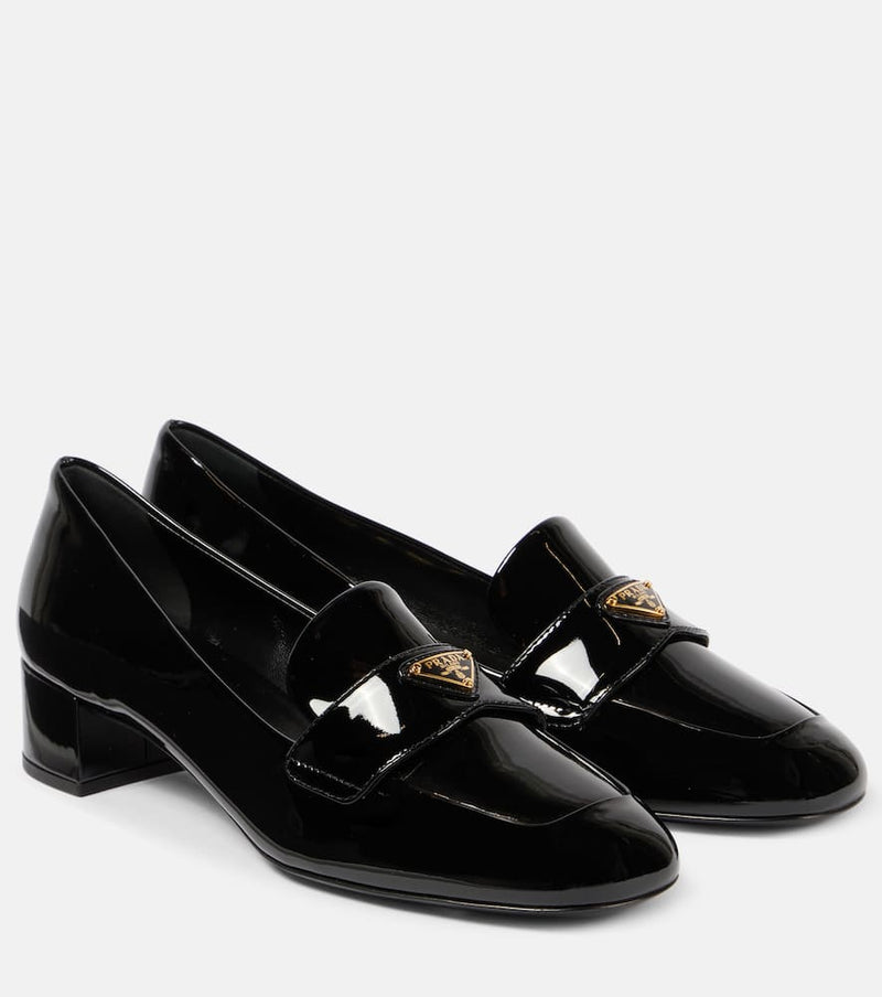 Prada Logo patent leather loafer pumps