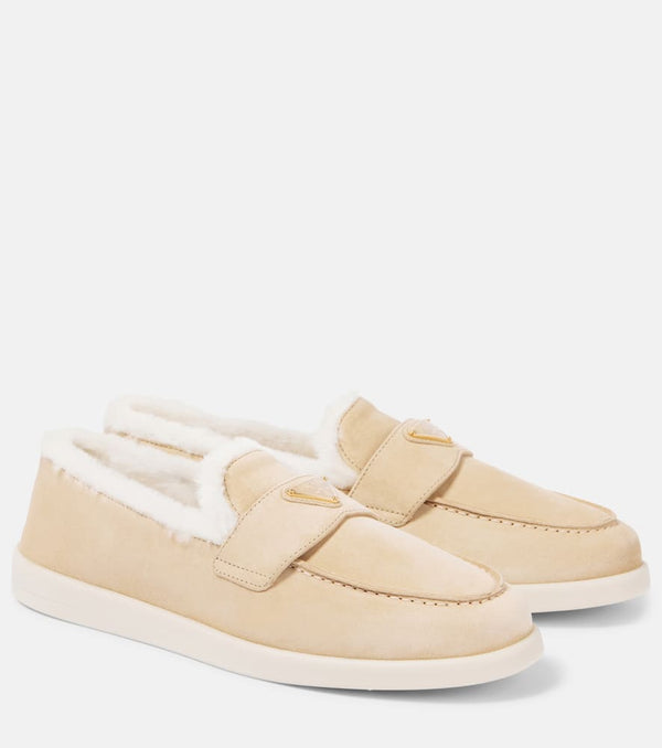 Prada Shearling-lined suede loafers