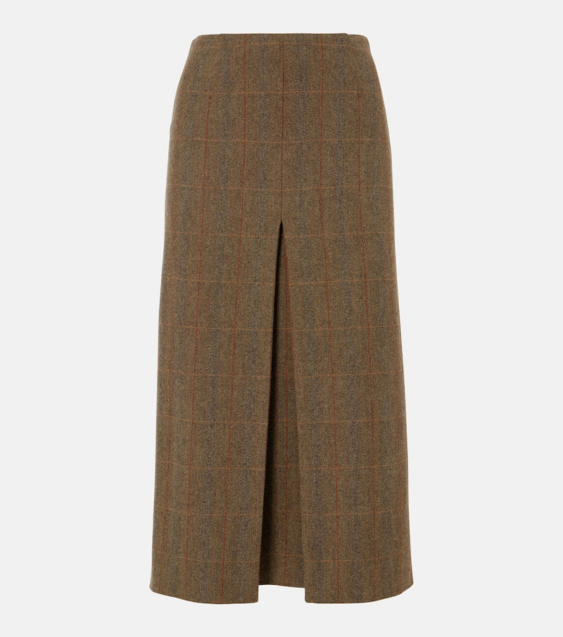 Loro Piana Checked wool and cashmere midi skirt