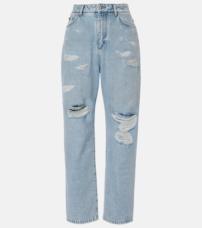 Dolce & Gabbana Distressed low-rise straight jeans