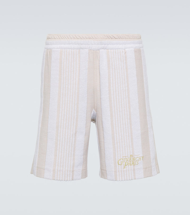 Givenchy G Plage striped cotton-blend terry Bermuda shorts