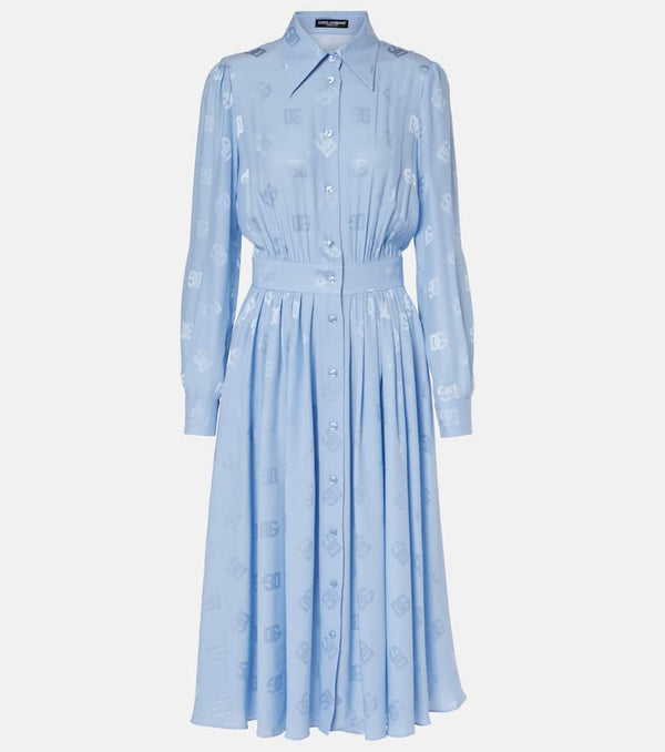 Dolce & Gabbana DG pleated silk shirt dress