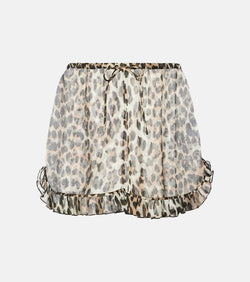 Ganni Leopard-print chiffon shorts