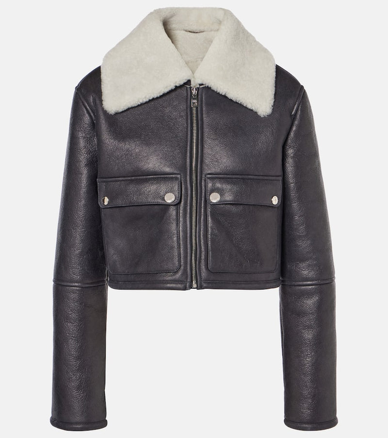 Dolce & Gabbana Shearling-trimmed cropped leather jacket