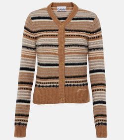 Ganni Striped alpaca wool-blend cardigan