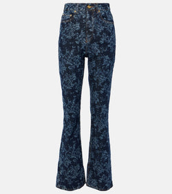 Ganni Printed high-rise flared jeans