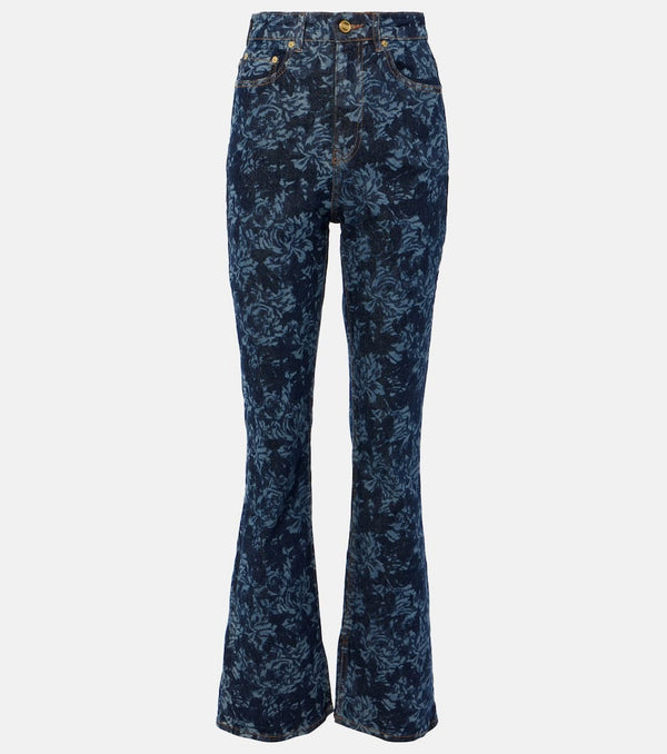 Ganni Printed high-rise flared jeans