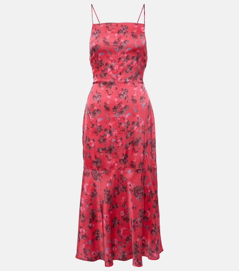 Ganni Floral satin midi dress