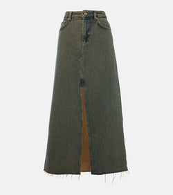 Ganni High-rise denim maxi skirt