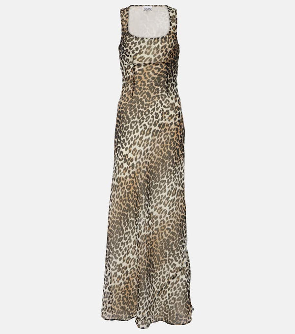 Ganni Leopard-print chiffon maxi dress