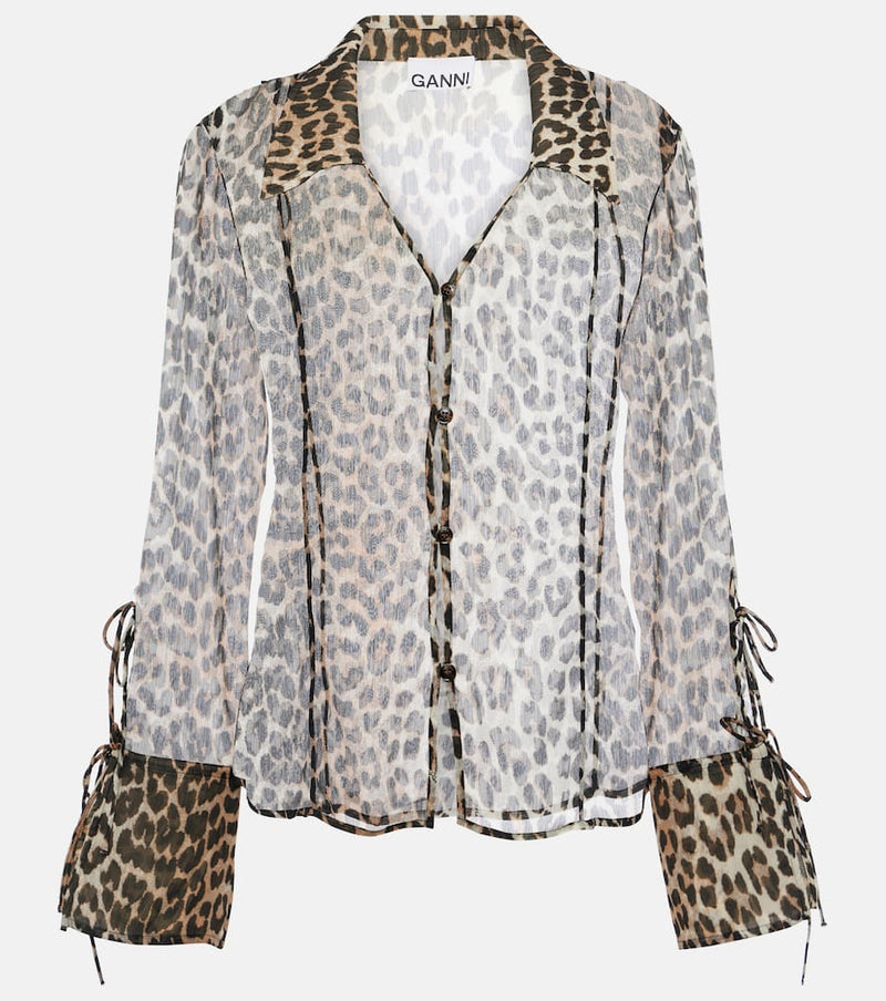 Ganni Leopard-print chiffon shirt