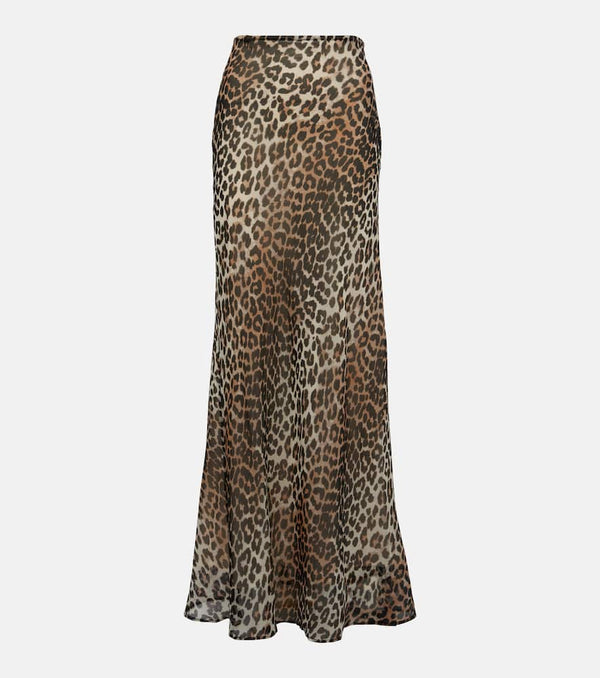 Ganni Leopard-print chiffon maxi skirt