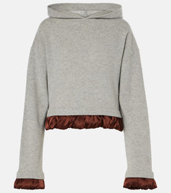 JW Anderson Cropped satin-trimmed wool hoodie