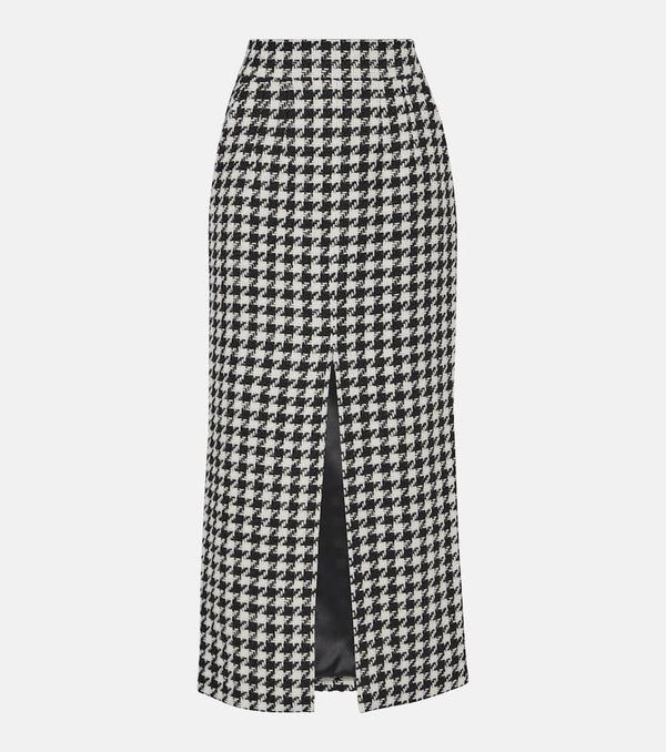 Dolce & Gabbana Houndstooth wool and cotton midi skirt