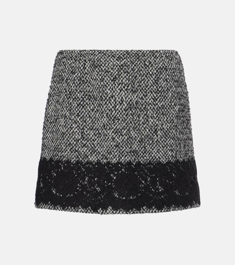 Dolce & Gabbana Lace-trimmed tweed miniskirt