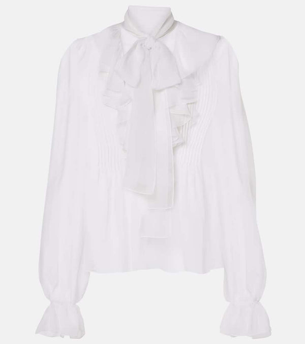 Dolce & Gabbana Ruffled tie-neck silk blouse