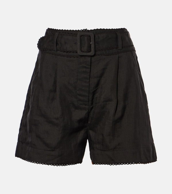 Veronica Beard Hobbes high-rise ramie shorts