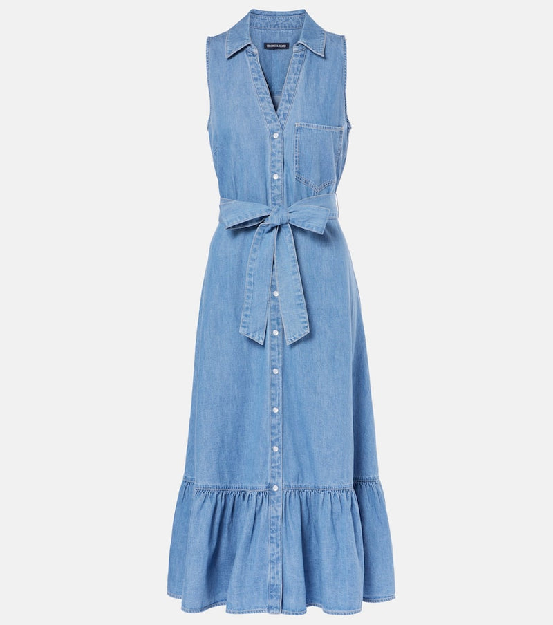 Veronica Beard Edwina belted denim midi dress