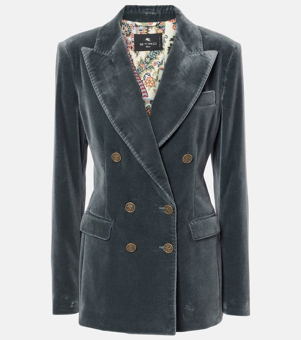 Etro Double-breasted cotton velvet blazer