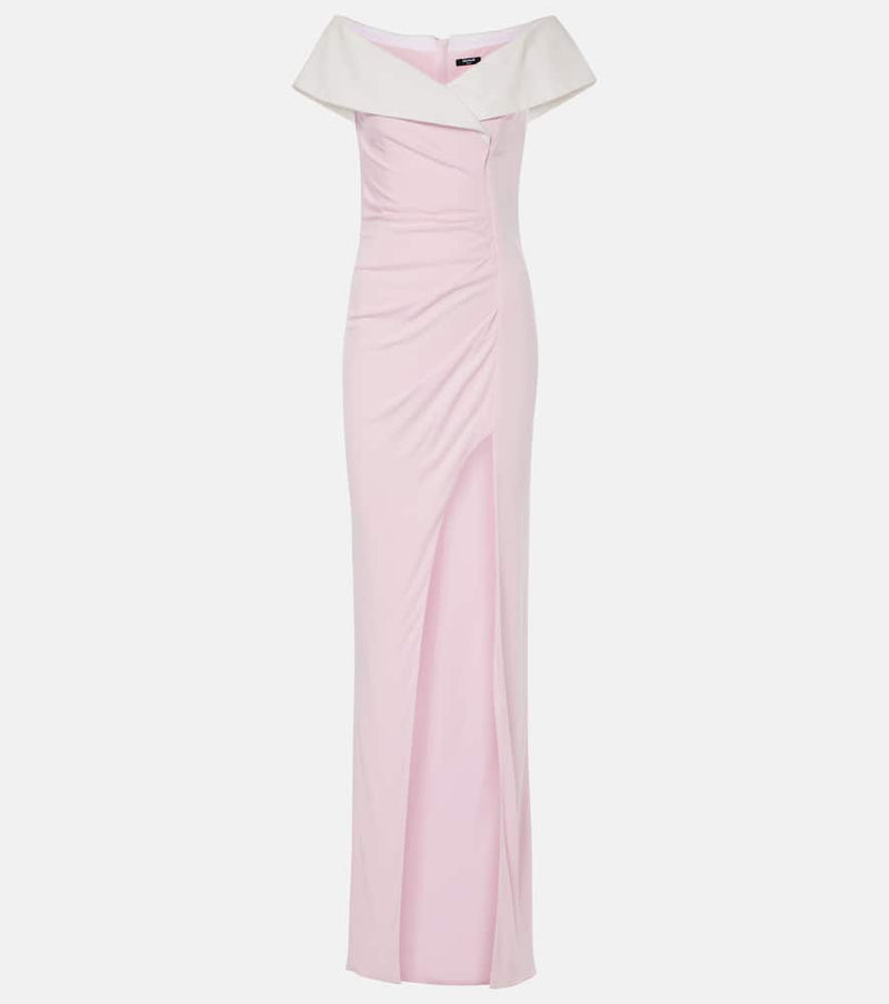 Balmain Draped off-shoulder jersey gown