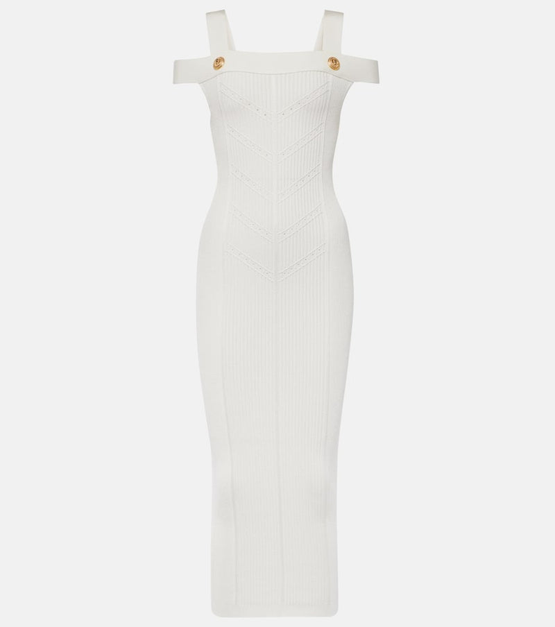 Balmain Ribbed-knit jersey midi dress