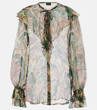 Etro Printed Ruffled Silk Blouse Multicoloured