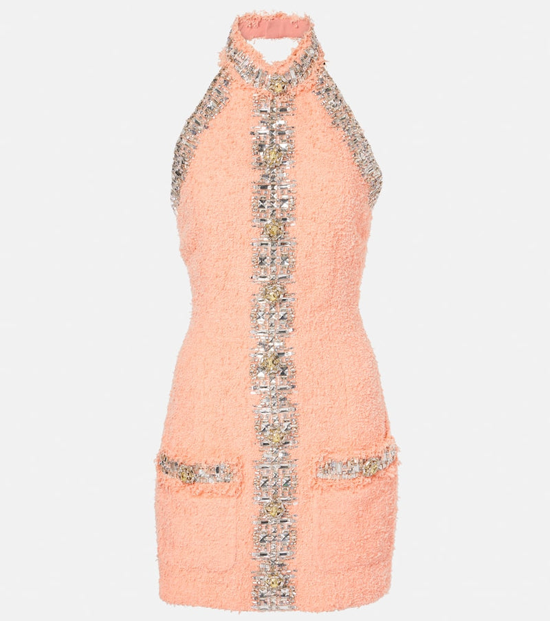 Balmain Embellished halterneck minidress