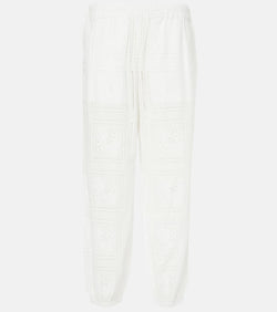 Tory Burch Broderie anglaise cotton cropped pants