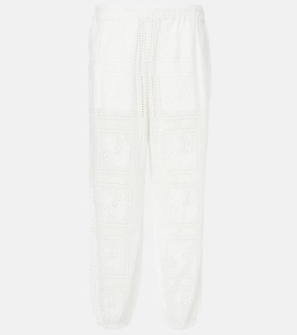 Tory Burch Broderie anglaise cotton cropped pants